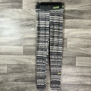 Nike‎ Pro Dri-Fit Leggings Pants Women's XS Gray Abstract Stretch Pull On Active